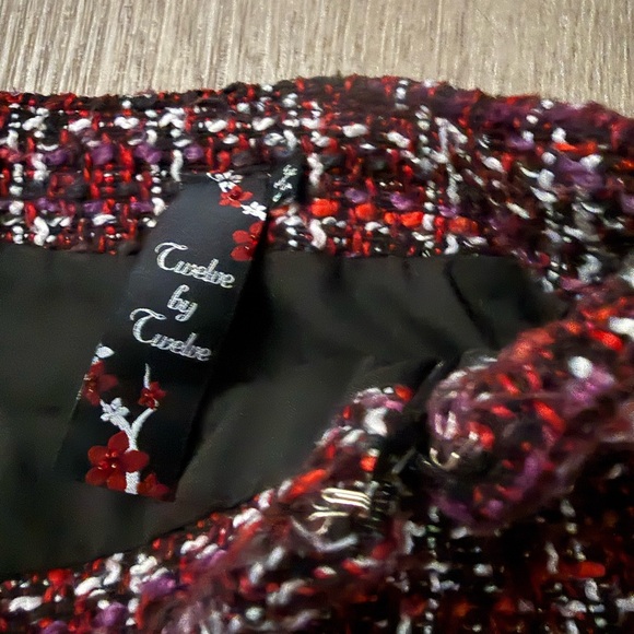 Twelve by Twelve Burgundy Plaid Tweed A-Line Mini Skirt - Picture 4 of 4